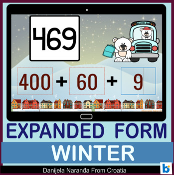 Winter Expanded Form 3 Digit Place Value Math Boom ™ Cards