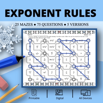 Preview of Winter: Exponent Rules Maze Activity