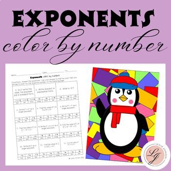 Preview of Winter Exponents Color By Number