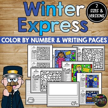 Preview of Winter Express Activities for Writing and Math | Color by Number | Writing Pages