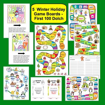 Winter FREEBIE: 5 Sight Words Game Boards - First 100 Dolch