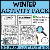 Winter FUN Activities: Coloring ,Word Search, I SPY, Mazes