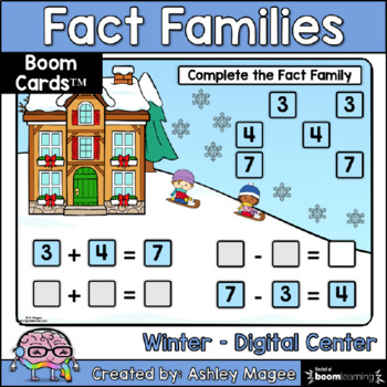 Preview of Winter Fact Families: Adding up to 20, Subtracting from 20 Boom Cards - Digital