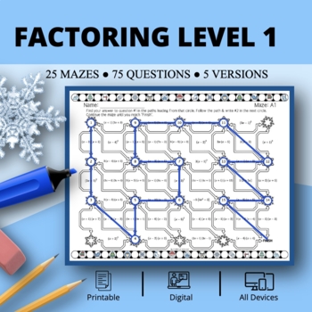 Preview of Winter: Factoring Level 1 Maze Activity