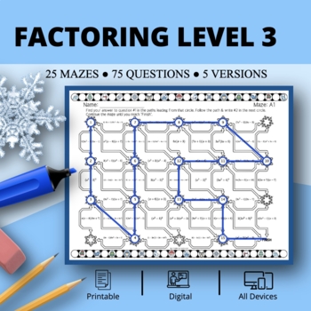 Preview of Winter: Factoring Level 3 Maze Activity