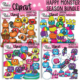 Warm Fuzzy Monster Clipart BUNDLE Winter Fall Spring Summe
