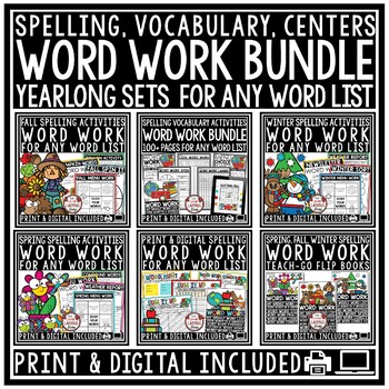 Preview of Winter, Fall, Spring Word Work Spelling Activities Word Work Practice Worksheets
