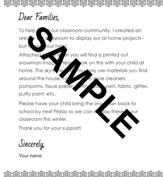 Preview of Winter Family Project with EDITABLE Letter to Families
