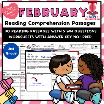 Preview of Winter February 2nd grade reading comprehension passages and questions (No PREP)