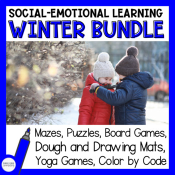 Preview of Winter Feelings and Social Skills Digital and Print Counseling SEL BUNDLE
