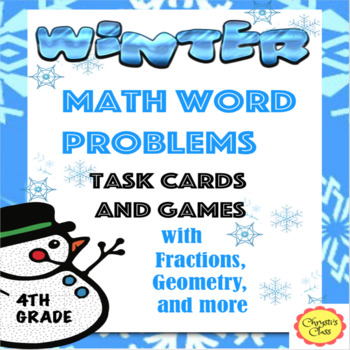 Preview of Winter Festival Math Word Problem Task Card Games for 4th: Print and Digital