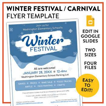 Preview of Winter Festival or Carnival Flyer Template! Two sizes in color and grayscale