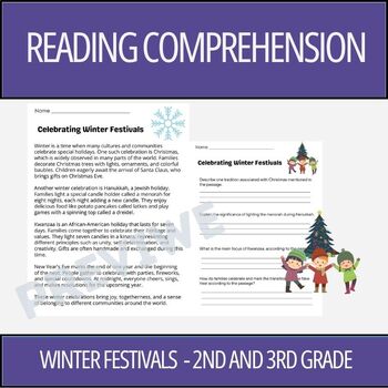 Preview of Winter Festivals - Reading Comprehension Activity | 2nd Grade & 3rd Grade