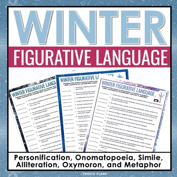 Preview of Winter Figurative Language Assignments - Literary Devices Activity