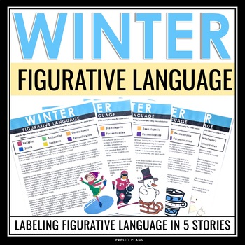 Preview of Winter Figurative Language Stories Assignments -  Literary Devices Activity