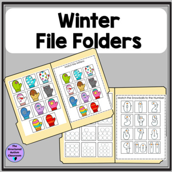Preview of Winter File Folders for Special Education Colors, Shapes, Emotions, Errorless 