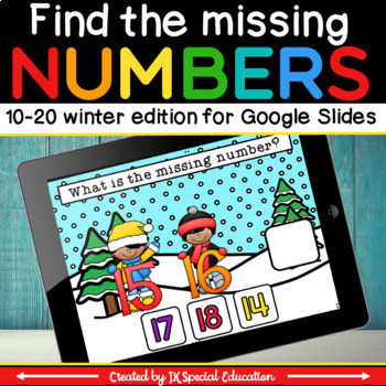 Preview of Winter Find the missing number activity numbers 10-20 | Digital and printable