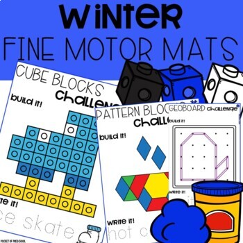 Preview of Winter Fine Motor Math Mats for Preschool, Pre-K, Kindergarten