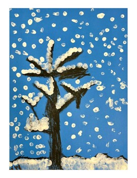 Handprint Winter Tree with Snowy Fingerprints - Fun-A-Day!