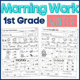Winter First Grade Morning Work Bundle Math ELA Digital Printable