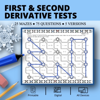 Preview of Winter: First & Second Derivative Tests Maze Activity