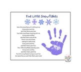 Winter Five Little Snowflakes Poem Handprint Craft Template
