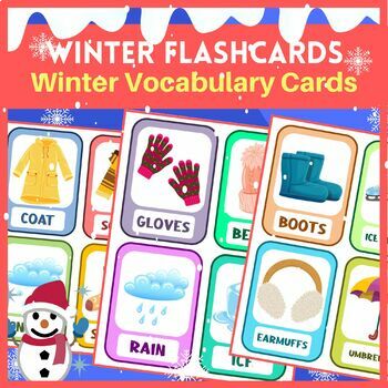 Preview of Winter Flashcards / Winter Vocabulary Cards/ Seasonal Word Cards/ Printable.