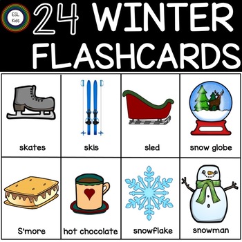 Preview of Winter Flashcards- Winter Vocabulary/Nouns for Pre-K, Kinder, ESL and Special Ed