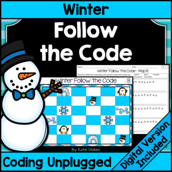 Preview of Winter Coding Unplugged - Follow the Code | Printable & Digital