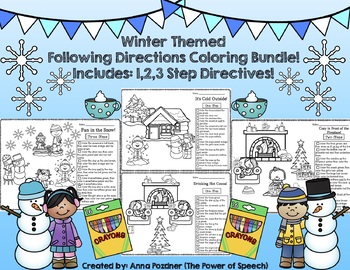 Preview of Winter Following Directions Coloring Bundle!