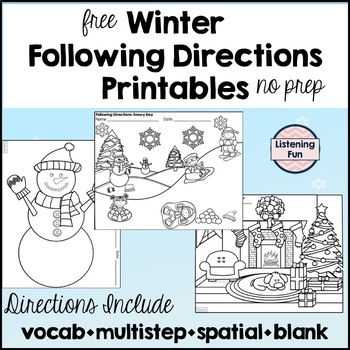 Preview of Winter Following Directions Coloring Printable