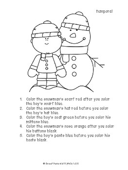 Winter Following Directions Cards & Coloring Sheets by Sweet Peas and