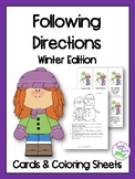 Winter Following Directions Cards & Coloring Sheets