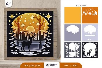 Preview of Winter Forest 3D Shadow Box Papercut SVG