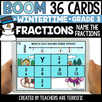 Preview of Winter Fractions Uncover the Picture Gr. 3 Boom Cards - Digital
