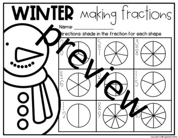 Winter Fractions Worksheets NO PREP by Megs Teacher Life | TPT