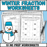 Winter Fractions Worksheets | Winter Math Fractions
