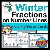 Winter Fractions on a Number Line Boom Cards Winter Themed