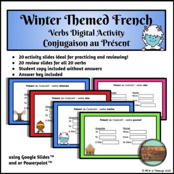 Preview of Winter French Frequently used Verbs Present Tense Digital Activity