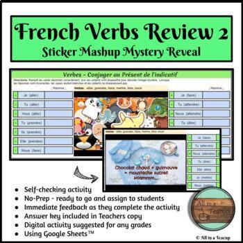 Preview of Winter French Verb Present Tense Review 2 Sticker Mystery Reveal