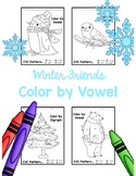 Winter Activity CVC Word Color By Vowel Coloring Pages