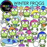 Winter Frogs Clipart {Winter Animals Clipart}