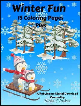 Preview of Winter Fun, 15 Coloring Pages PLUS/Winter Fun Activities