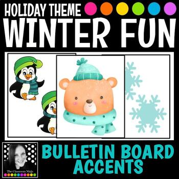 Preview of Winter Fun Bulletin Board Accents with Cocoa Snowman Snowflake Gnomes Snow