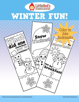 Preview of Winter Fun Color-in Joke Bookmarks