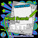 Winter Fun Word Search Puzzle Activity with Coloring | Wordsearch