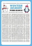 Winter Fun Word Search Puzzle Worksheet Crosswords Activit