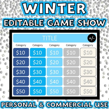 Preview of Winter Game Show Template EDITABLE for ANY SUBJECT Personal or Commercial Use