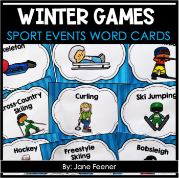 Preview of Winter Games 15 Sporting Events Word Cards - Free