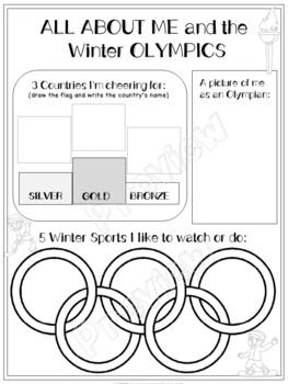 Preview of Winter Games All About Me Primary - Printable and Digital